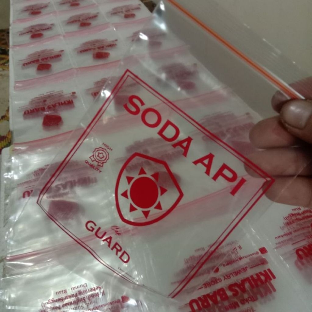 (Isi 100) Sablon Plastik Klip 12x20 CM Free Desain