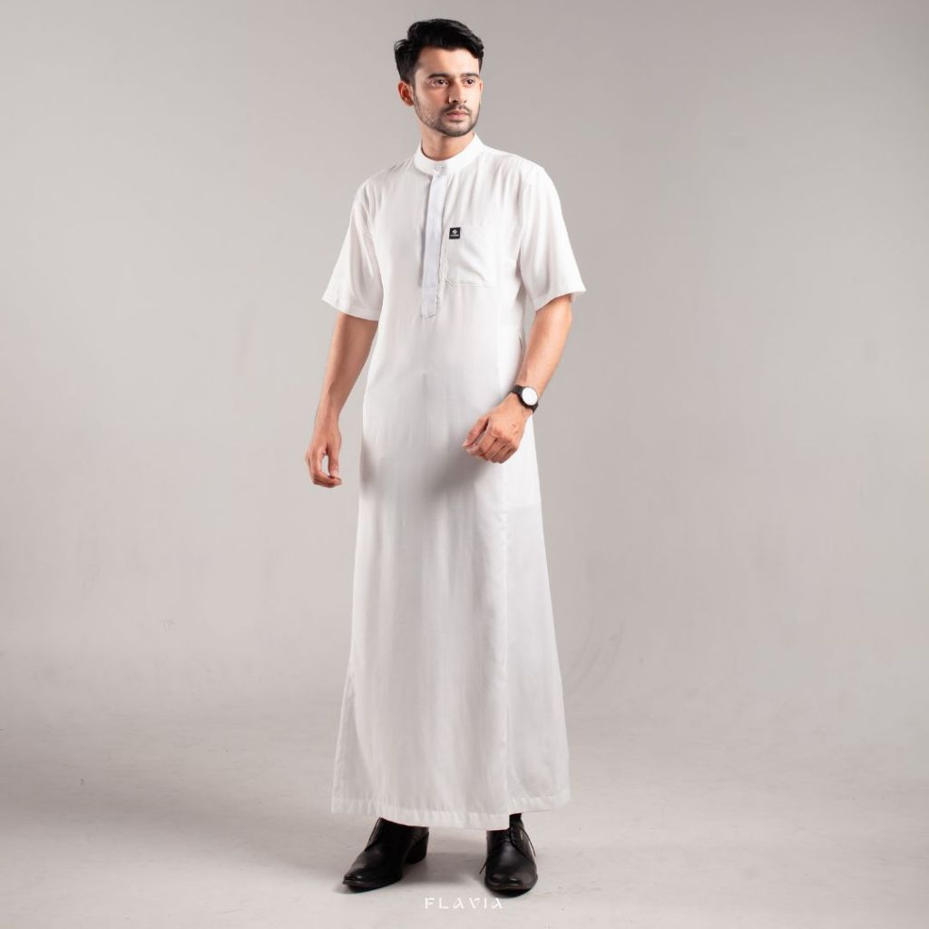 Sarimbit Studio - Jubah Thobe Saudi Pria Athir Series Warna Putih BY HURIM
