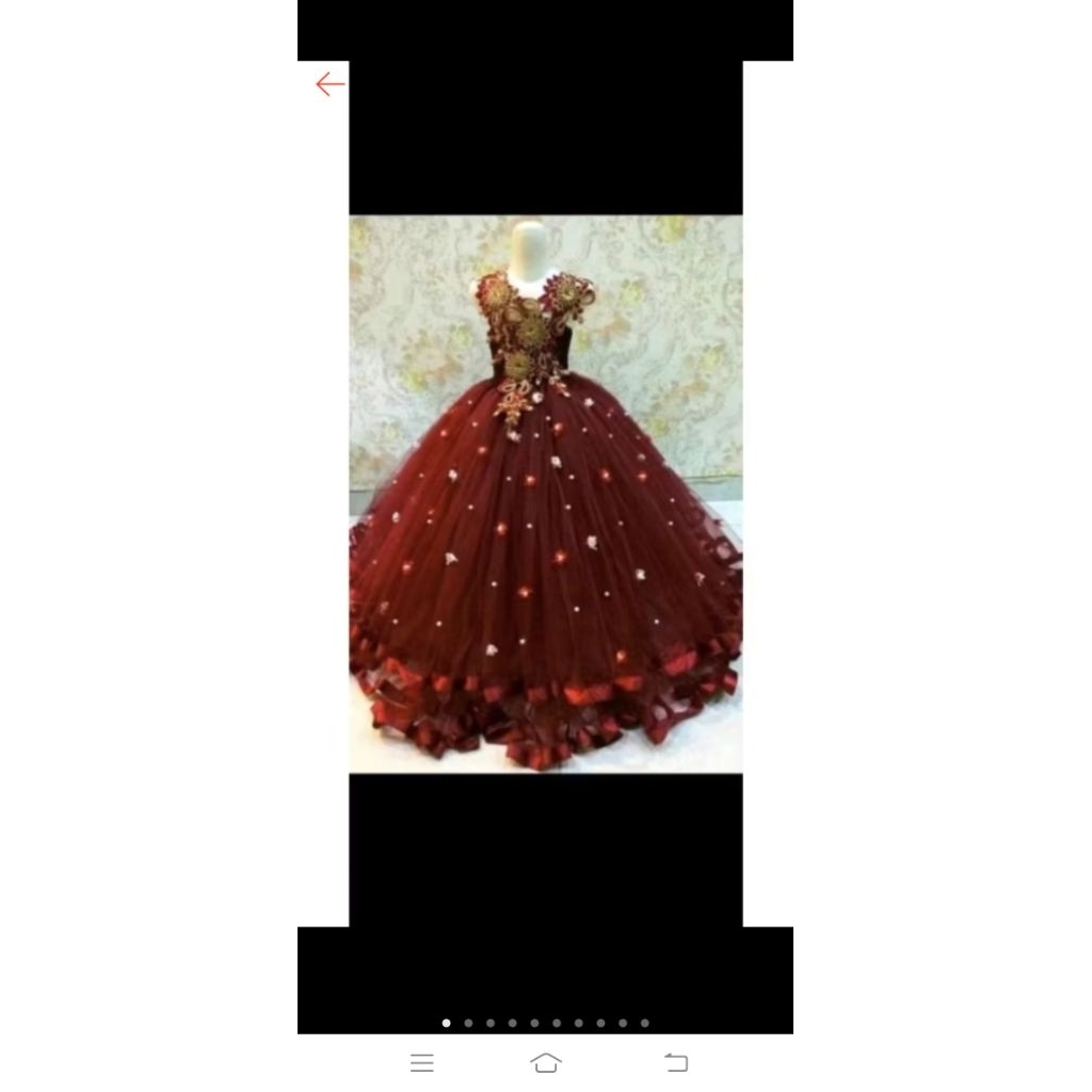 gaun tutu anak seri wedding tabur bunga di rok