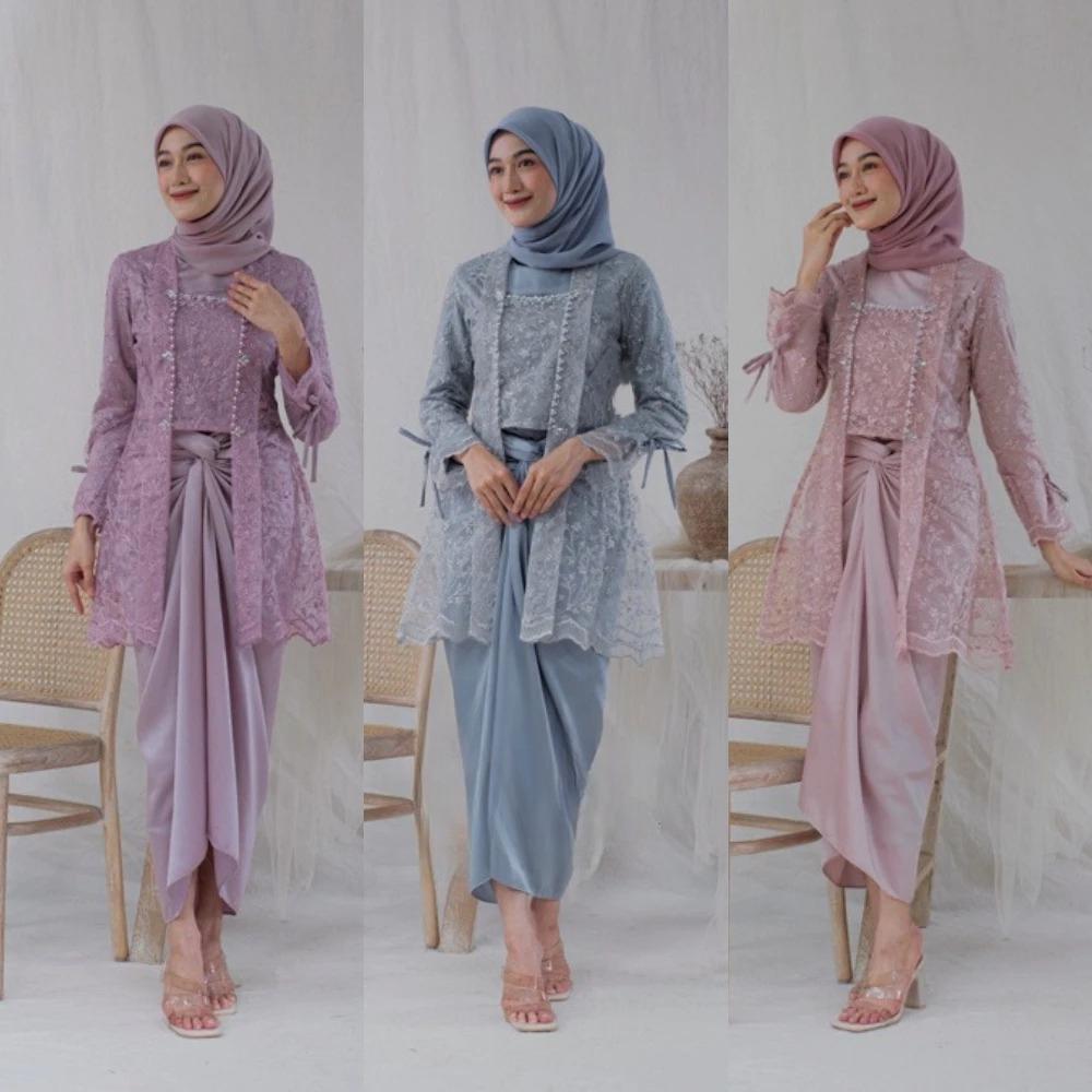 TERMURAH Oneset Asmara Kutubaru Kebaya Semi Prancis Material Slik Satin Premium Kebaya Semi France C