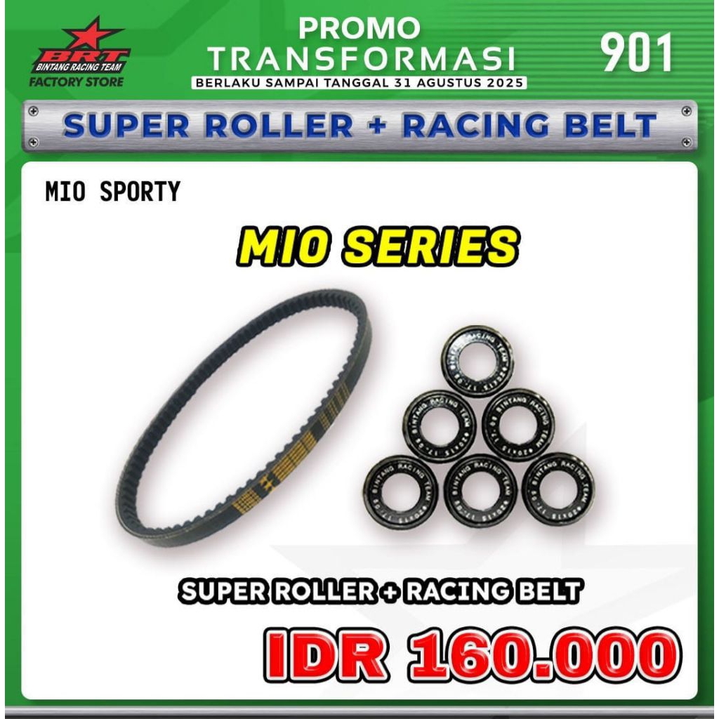 Paket Vanbelt+Roller BRT Mio Sporty,Mio Soul,Mio Smile,Nouvo(BINTANG RACING TEAM)