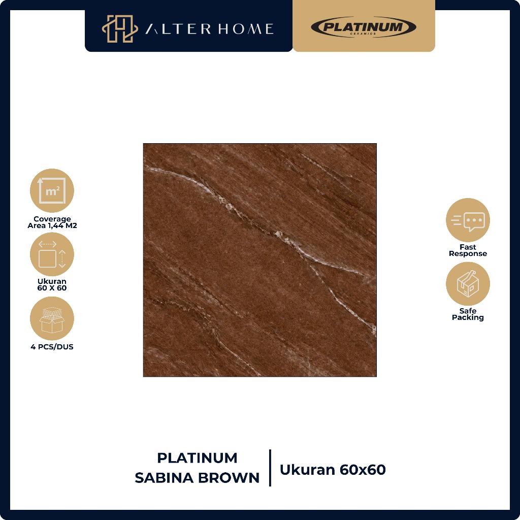 KERAMIK LANTAI RUANG TAMU | KAMAR TIDUR | MOTIF MARBEL | PLATINUM SABINA BROWN | UKURAN 60x60 CM