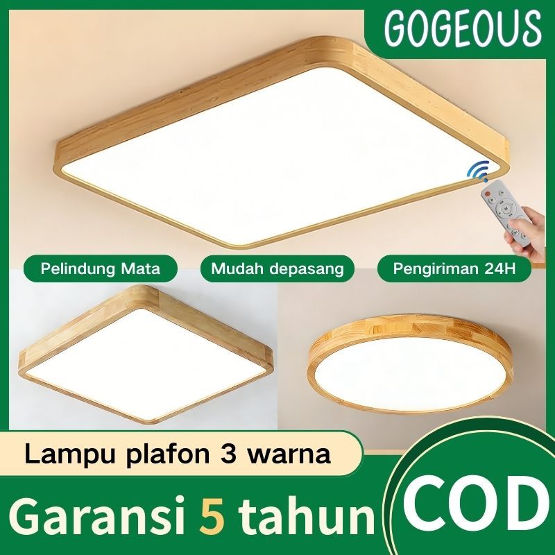 COD Lampu Plafon Minimalis Modern Lorong Dekorasi Bulat/Persegi 3 Warna  18/24/36/45 Watt Warna kayu