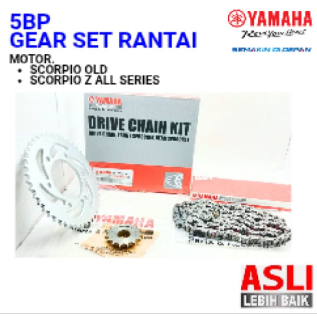 5BP ORIGINAL GEAR SET + RANTAI YAMAHA SCORPIO, YAMAHA SCORPIO Z