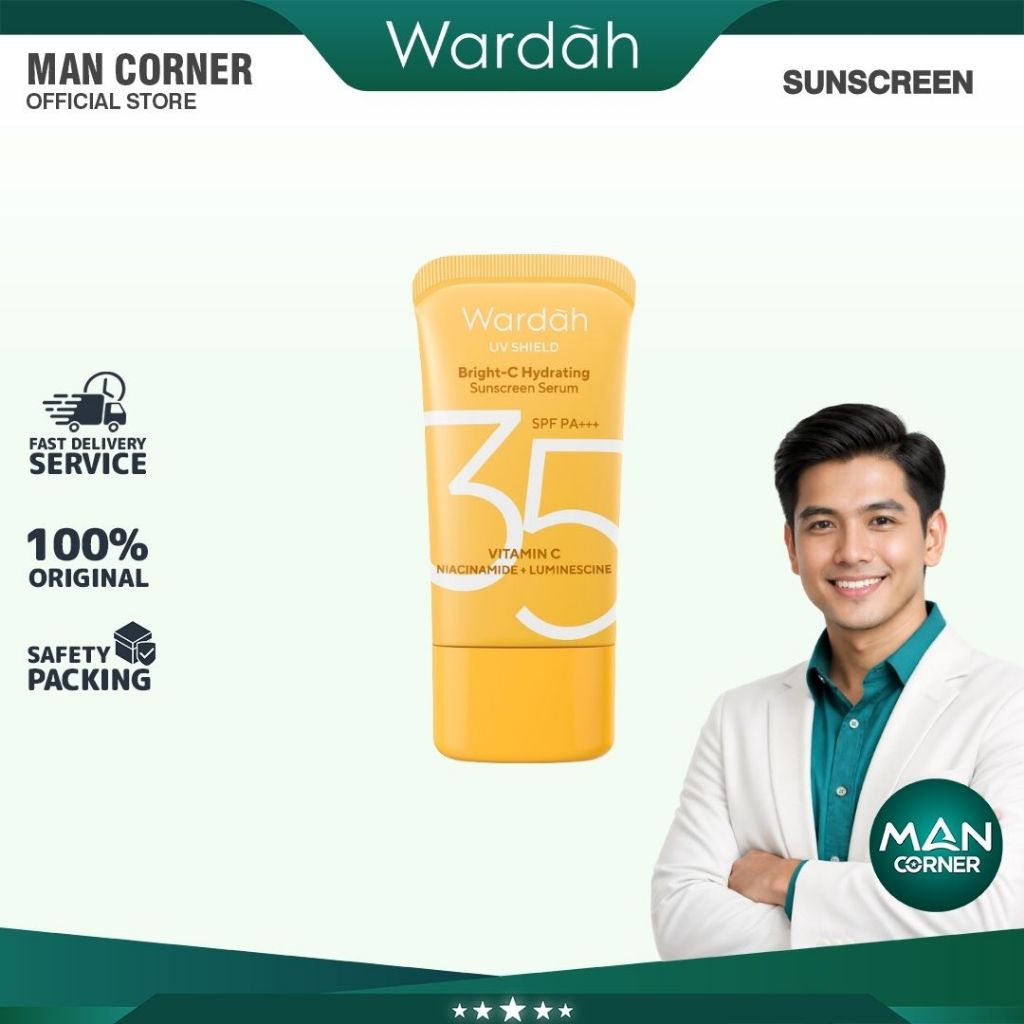 Wardah UV Shield Bright-C Hydrating Sunscreen Serum SPF 35 PA+++ 40ml | Man Corner