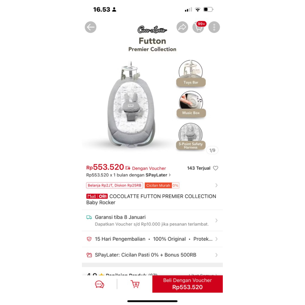 Preloved Bouncer cocolatte Futton