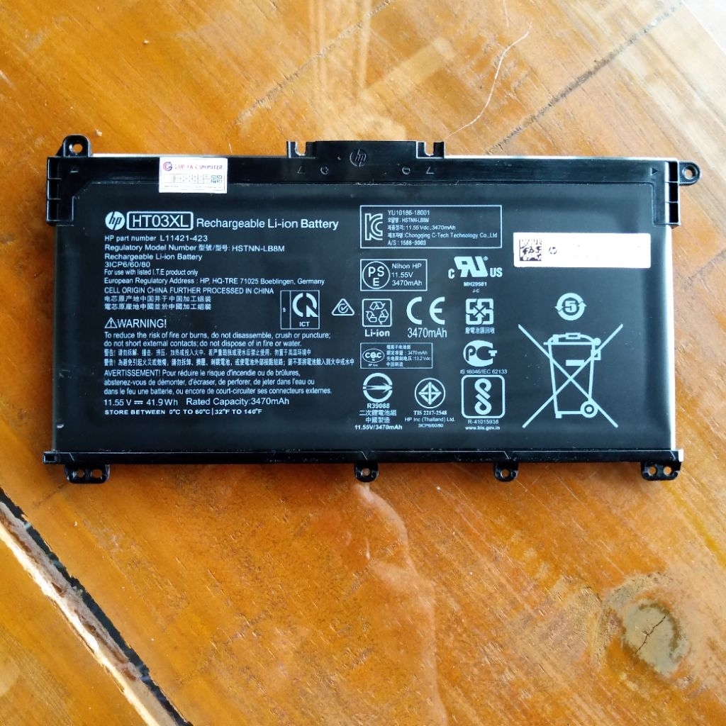 baterai original laptop hp 14s-cf 14s-cm 14s-dk tahan 1 jam