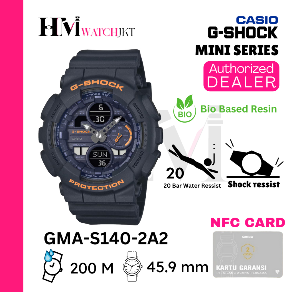 CASIO G-SHOCK GMA-S140-2A2DR Jam Tangan Wanita Original Analog-Digital GMA-S140-2A2 GMA-S140 GMAS140