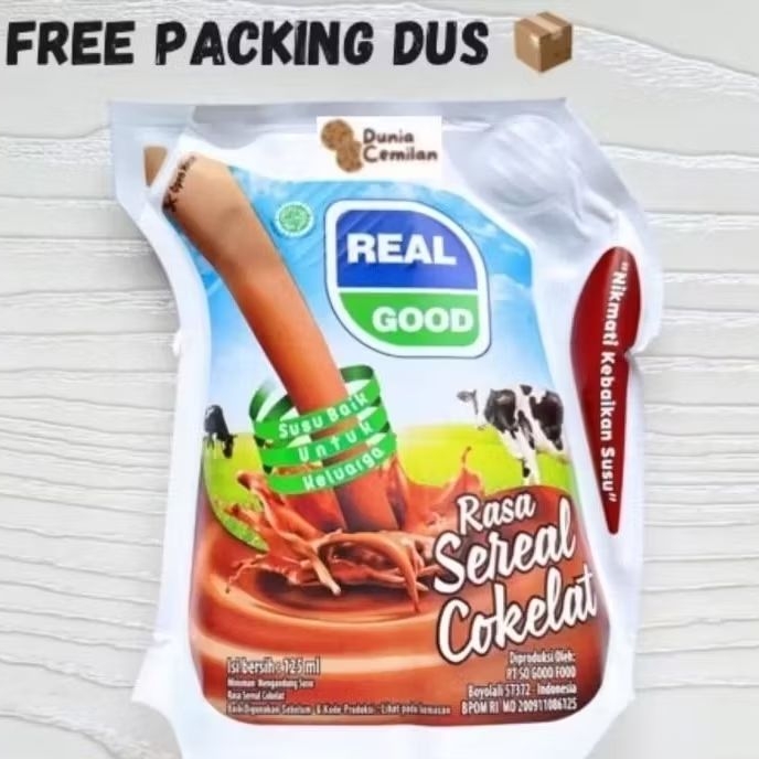 TANPA DUS ( isi 40 pcs ) Real Good POUCH 125ml - Susu UHT Enak Murah Free Sedotan