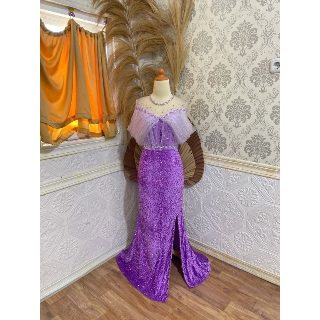 gaun ungu lilac new size M-L