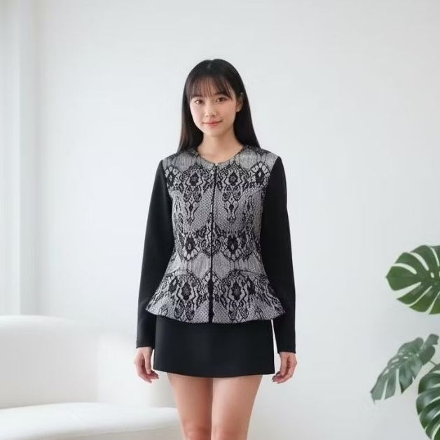 Black Lace Peplum Blazer