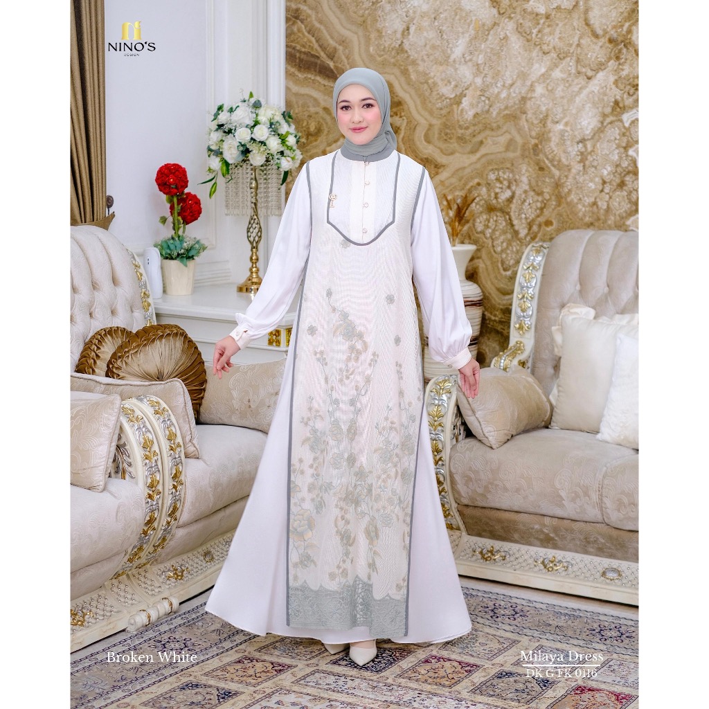 Ninos design / Milaya Dress by Ninos / Gamis Ninos Premium / Dress by Ninos Terbaru / Gamis Lebaran 