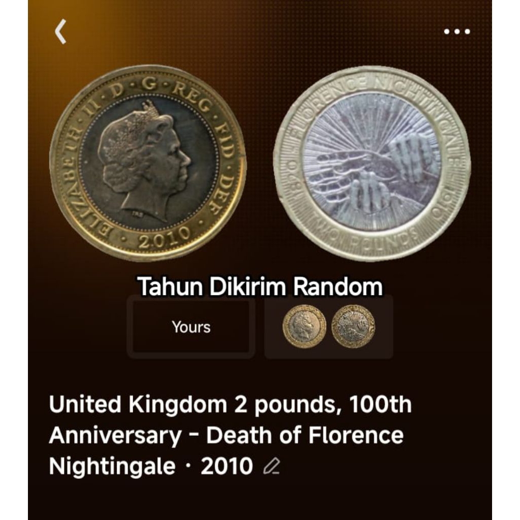 TP004 Koin kuno bimetal 2 Pounds England Inggris Elizabeth II Koleksi Coin Logam Lama Kuno Jadul Lan