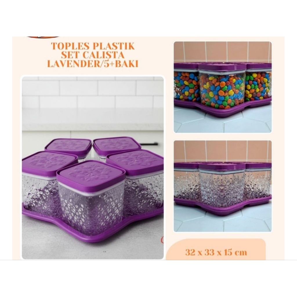 Toples Plastik Calista Lavender Set 5 Pcs+baki