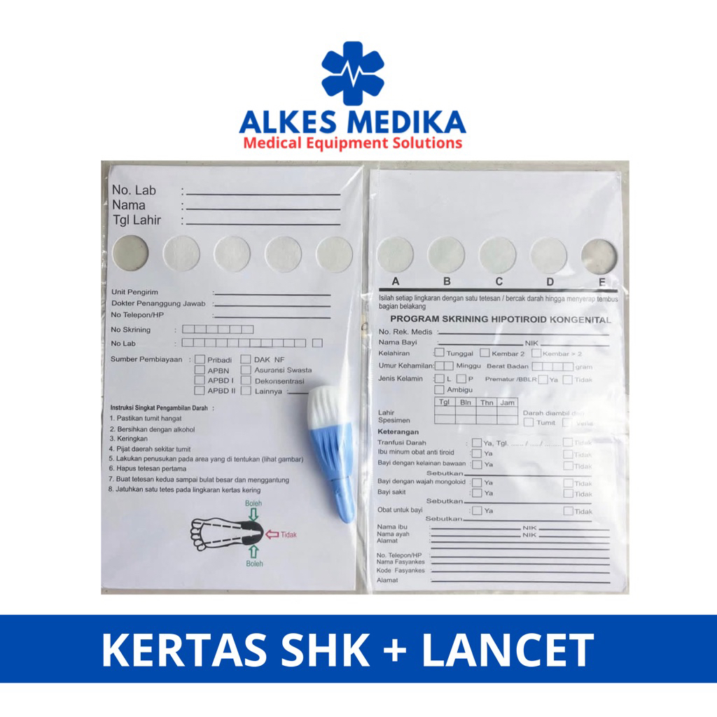 Kertas SHK + Lancet (Skrining Hipotiroid Kogenital)/SHK Kit/Kartu Skrining Termasuk Lancet yang dire