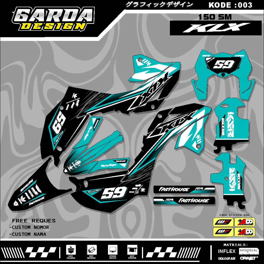 TERBARU Stiker Decal KLX 150 SM Full Body Terbaru 2023 - 2024 DECAL KLX 150 SM HITAM /DECAL KLX 150 