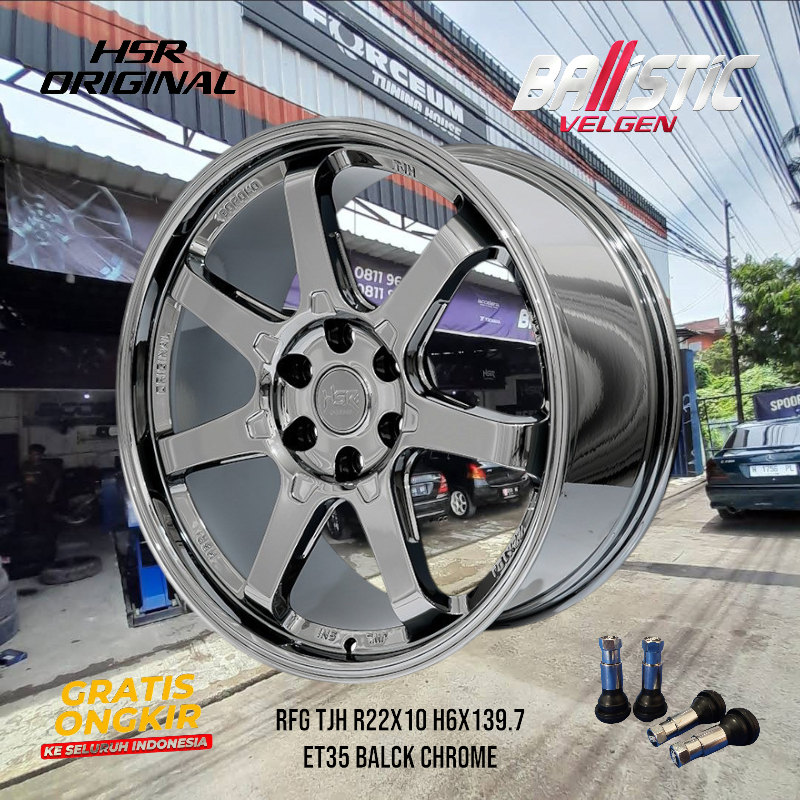 Velg Racing Hsr RFG Type TJH Ring 22 Lebar 10 Pcd 6X139,7 ET35 BLACK CHROME Velg Pajero Fortuner dll