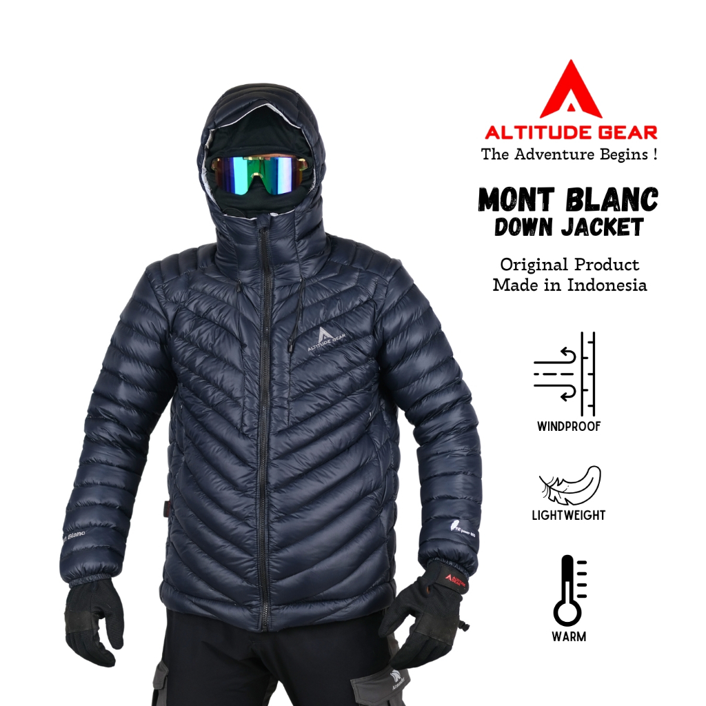 Jaket Bulu Angsa 100 % insulated 3 layer fill power 800 Jacket Goose Down Altitude Gear Mont Blanc -