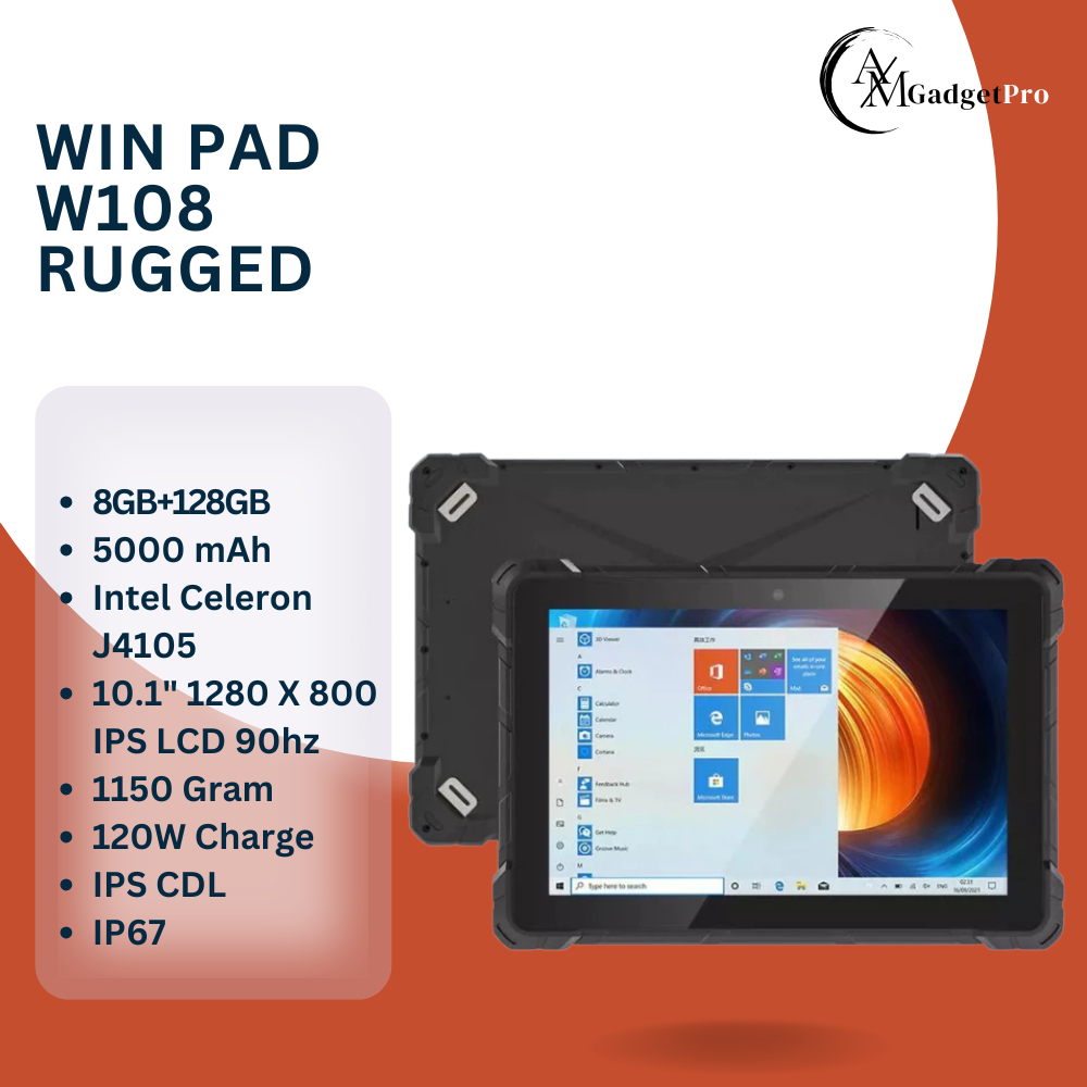 WinPad W108 Rugged Tablet 4G* RAM 8 GB + ROM 128 GB Windows 11 PRO 10.1 HD 5000mAh