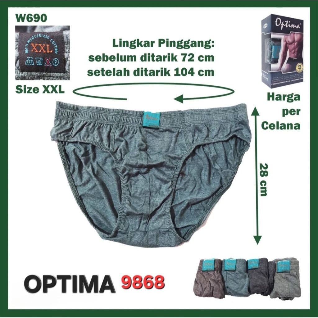 ( CD.07 ) Celana Dalam Pria OPTIMA 9868 (3 Pcs) 2L/ XXL