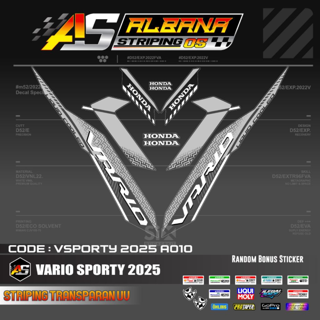 Striping Transparan Honda Vario 125 Sporty 2025 stiker Vario 125 transparan uv
