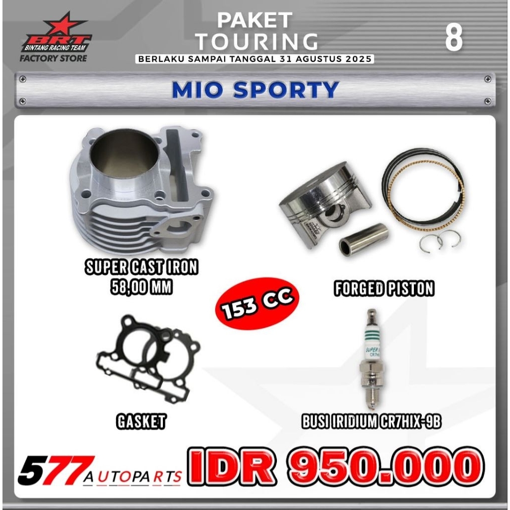 Paket Touring 8 Bore Up 153cc BRT Mio Sporty