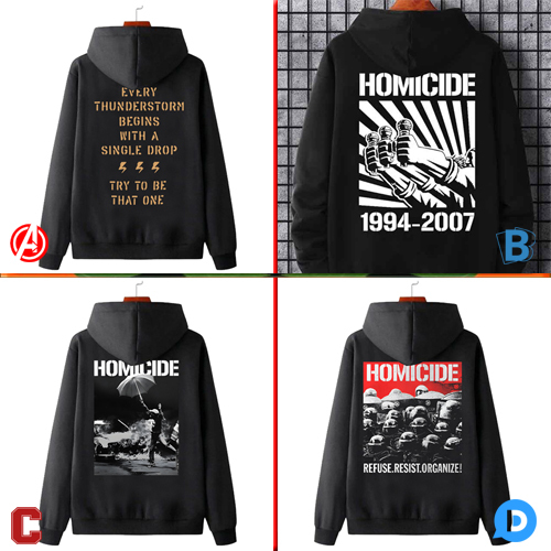 Sweater Homicide Band Hoodie Casual Unisex Bahan Cotton Fleece [Bisa COD]