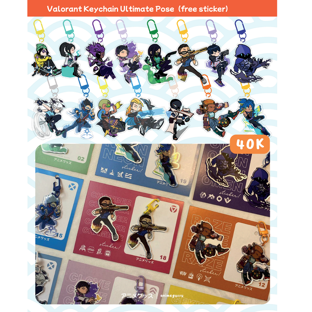 ANIMEGUZZU VALORANT KEYCHAIN - FREE STICKER - GANTUNGAN KUNCI VALORANT - FANMERCH VALORANT