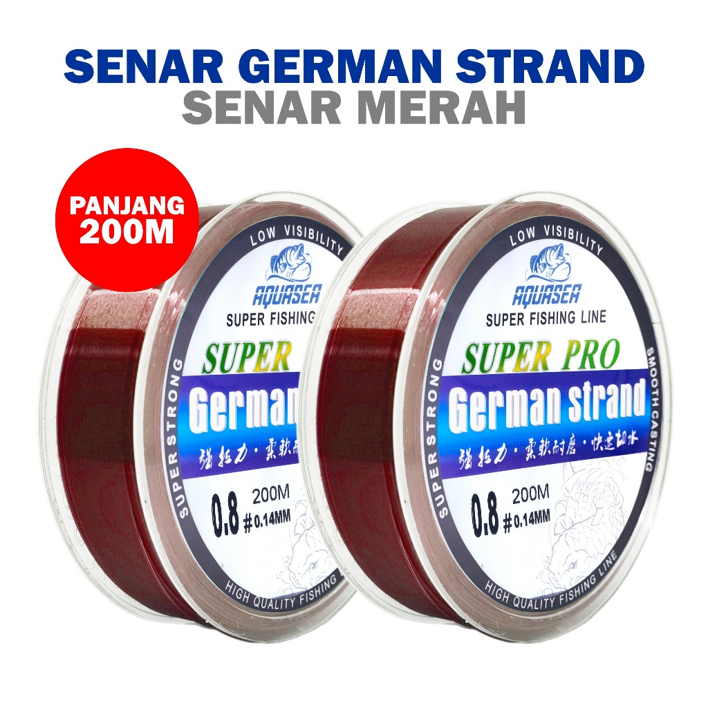 URBAN FISHING Tali Pancing 200m Germany Warna Merah Fishing Line Senar Pancing  Nilon  anti keriting