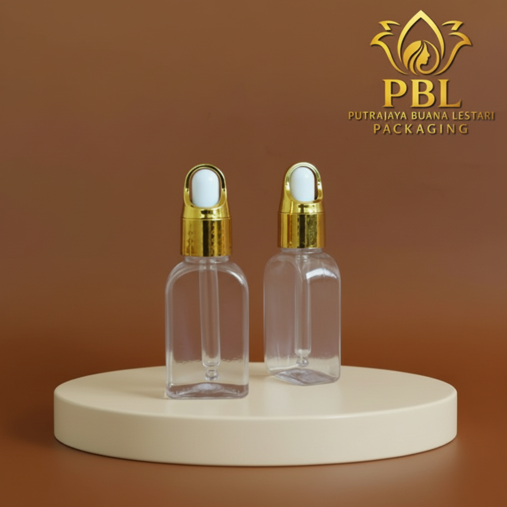 Botol Pipet 30ml Plastik / Botol Serum 30ml / Botol Plastik Pet 30ml Tebal - Ring Alumunium Cover Go