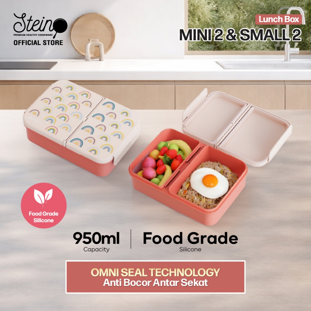 STEIN Lunch Box - Snack Box Mini/Small - Kotak Makan/Kotak Camilan 2 Sekat 950ml