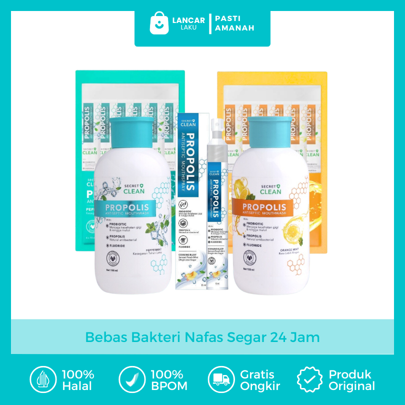 Propolis Obat Kumur Obat Kumur Propolis Secret Clean Pembersih Karang Gigi Berkerak Spray Bau Mulut 