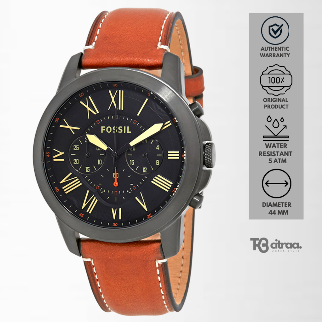 Jam Tangan Pria Fossil Grant Chronograph Kulit Casual Original FS5241