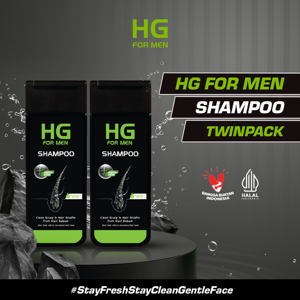 Twinpack HG Shampo For Men 180 ml - Paket 2 pcs Shampoo Pria