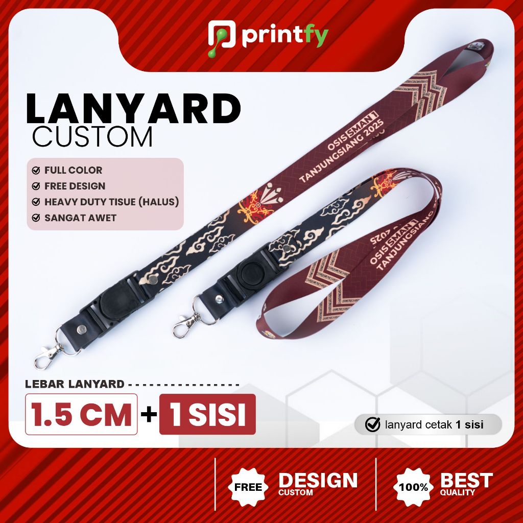 Printfy - lanyard custom - 1 sisi - 1.5 cm