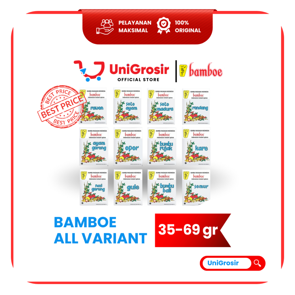 [UniGrosir] BAMBOE ORIGINAL LENGKAP BESAR BUMBU SOTO AYAM MADURA RAWON GULE SEMUR RUJAK RENDANG NASI