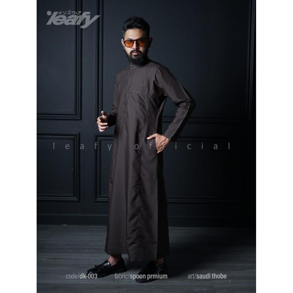 LEAFY Jubah Gamis Pria Muslim Dewasa Slimfit Baju Koko Pria Dewasa Distro Model Terbaru