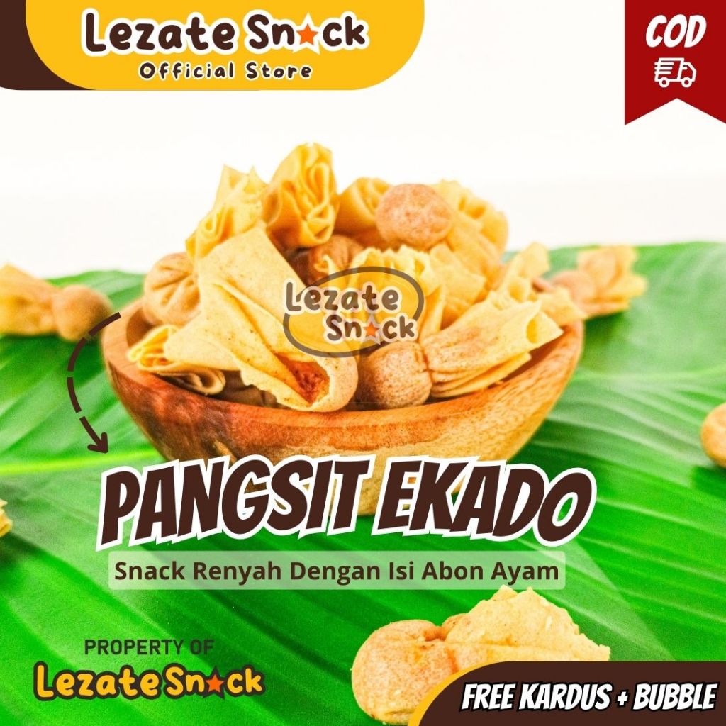 Keripik Pangsit Ekado Abon Ayam 500gr Enak Murah / Pangsit Bawang Ekado Merk Sarikaya Kue Lebaran Ja