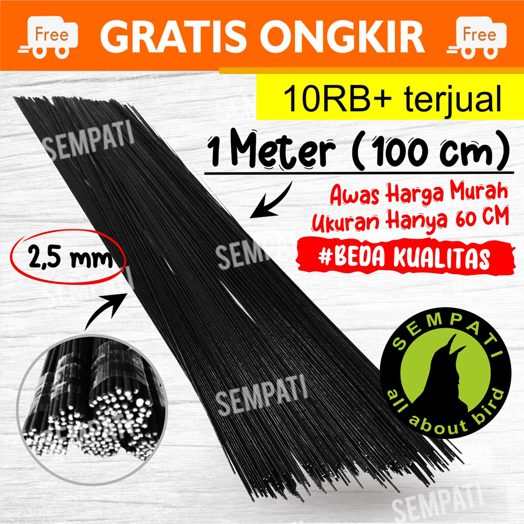 SEMPATI RUJI JERUJI FIBER 2.5MM 100 CM RUJI/JERUJI FIBER HITAM SANGKAR KANDANG BURUNG MERPATI KOTAK 