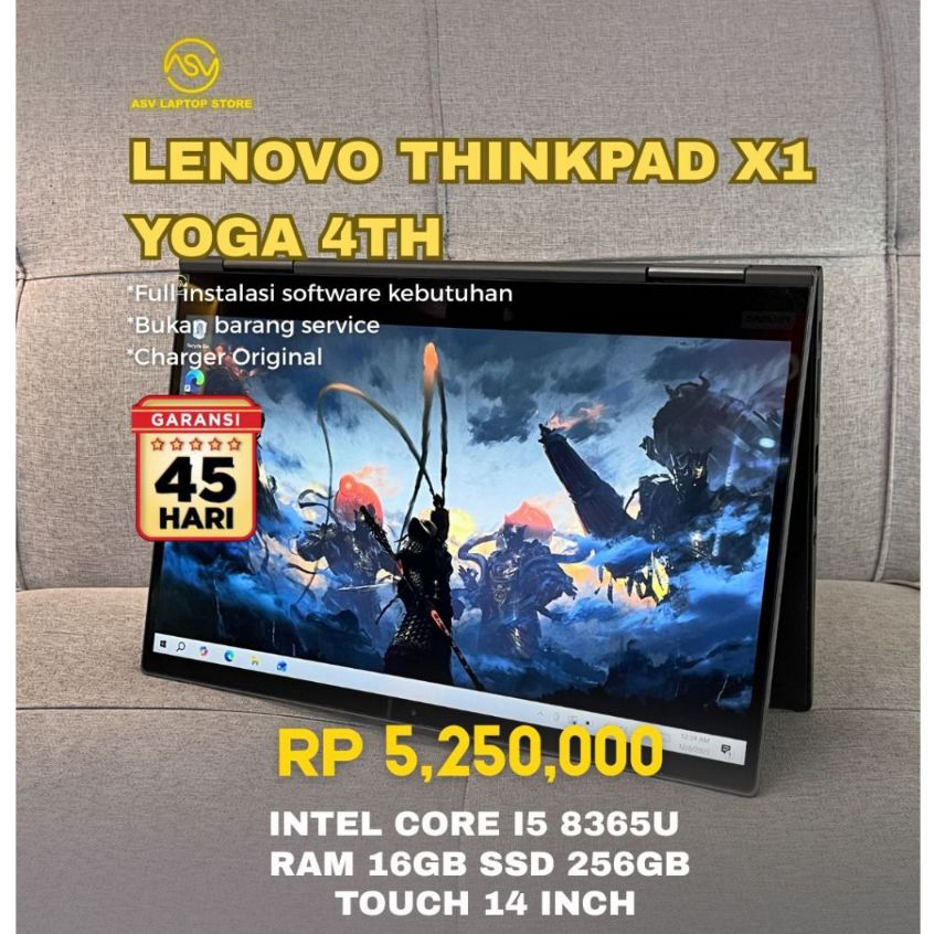 LENOVO THINKPAD X1 YOGA 4TH CORE I5 8365U RAM 16GB SSD 256 TOUCHSCREEN LAPTOP 2 IN 1 CONVERTIBLE RIN
