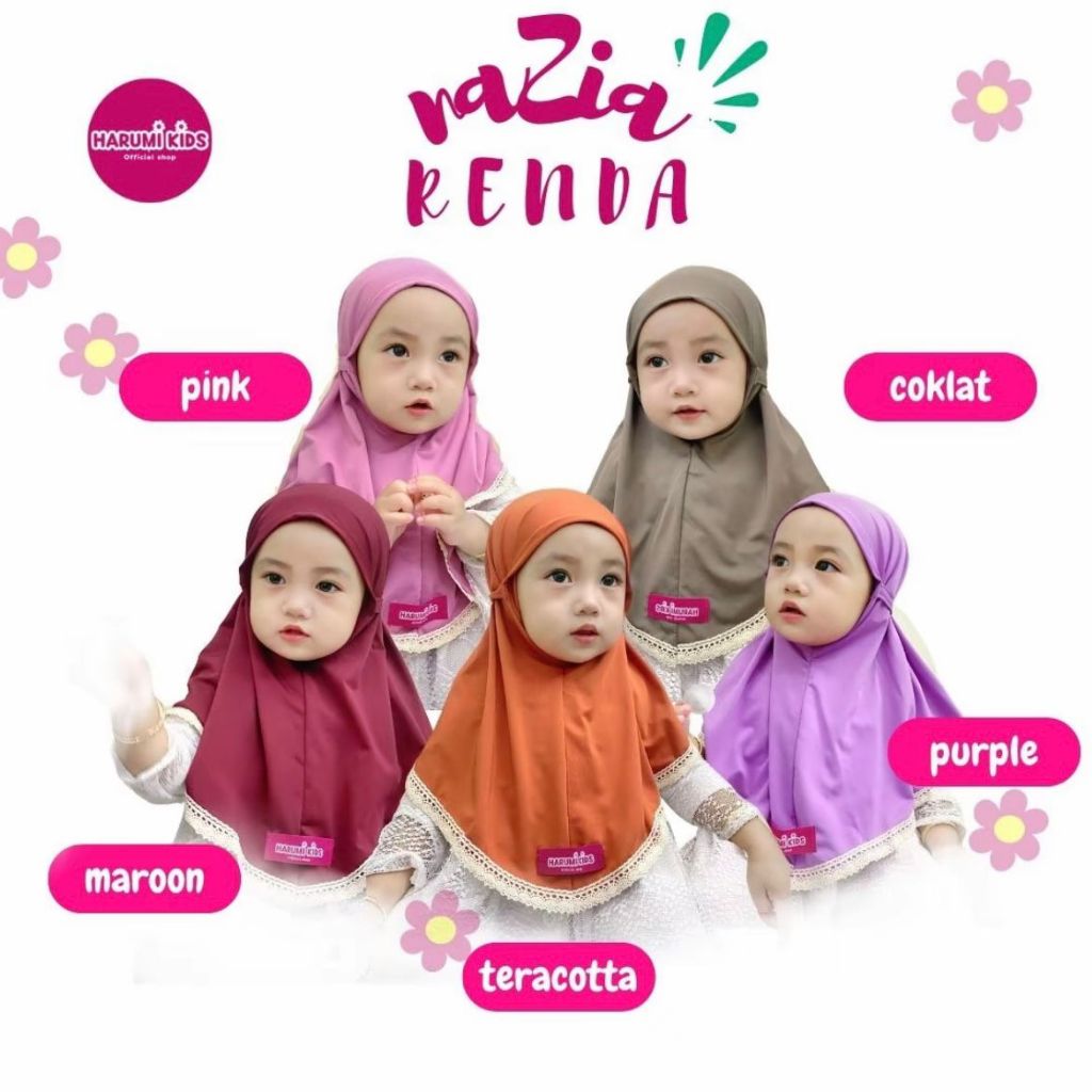 liplip jilbab anak nazia renda tali belakang hijab anak (0-2 thn) jilbab Bergo instan Anak dan bayi 