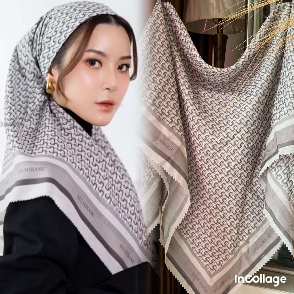 SYLMI BASIC LATIEN SCARF MOOSE SCARF MONOGRAM PATTERN SCARF