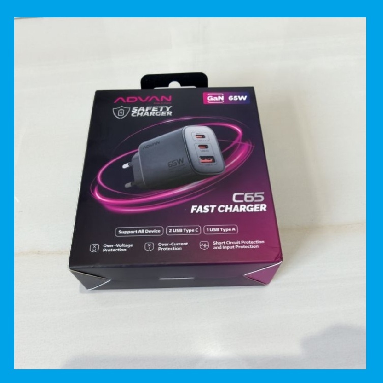 ADVAN Safe Charge C65 | GaN Technology 65W PD3.0 QC3.0 Super Fast Charging Laptop HP Tablet [Free CA