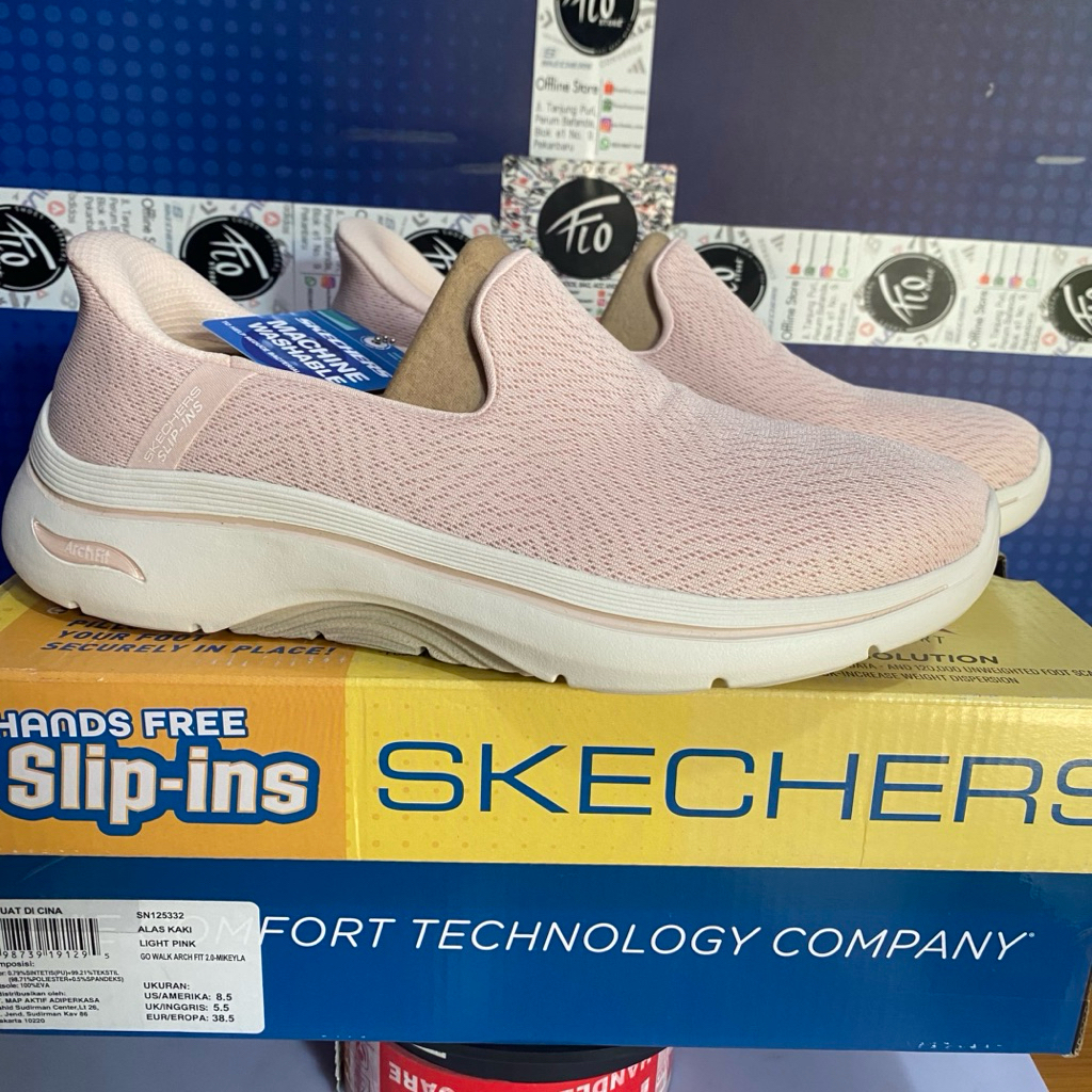 Size 38.5 Sepatu Skechers Go Walk Arch Fit Slip Ins Original 125332LTPK Women