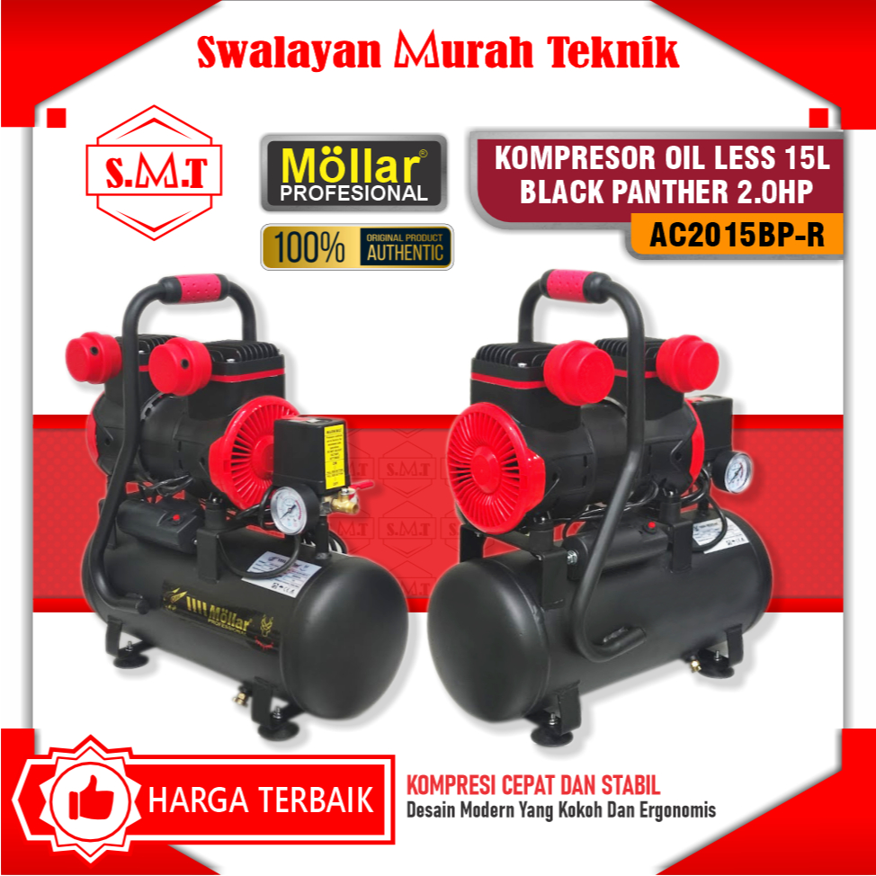 MOLLAR AC2015BPR KOMPRESOR OILESS 2 HP 15 LITER COMPRESSOR 15L