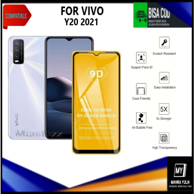 Promo Tempered Glass Warna Hp Vivo Y20 2021 Anti Gores Kaca Full Layar Full Glue Skin Protector Peli
