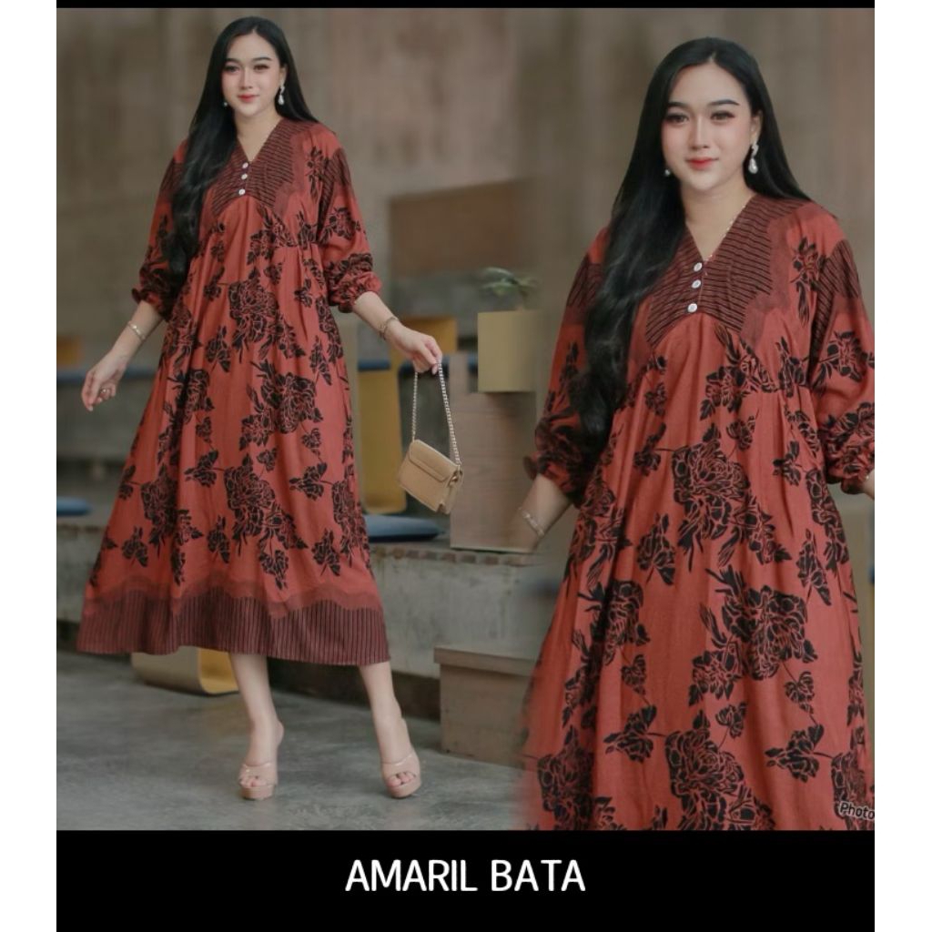 Arsy MIDI dres rayon motif bunga