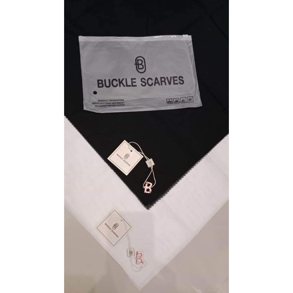 HIJAB VOAL POLOS LC 110 X 110 Hitam dan Putih / Jilbab Segi Empat Motif / Hijab Voal Segi Empat Polo