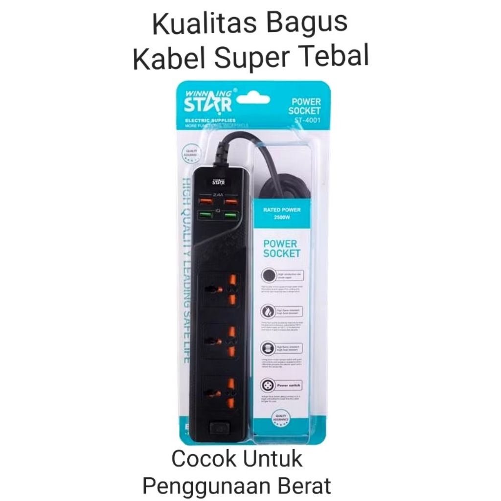 Winning Star Stop Kontak Usb Kualitas Bagus Kabel Tebal