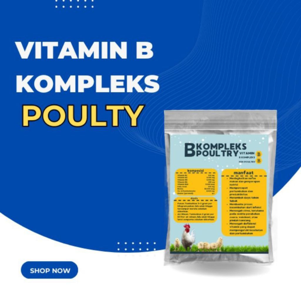 Vitamin B kompleks poultry @1kg || Mencegah stres, terutama pada waktu perubahan cuaca vaksinasi ata